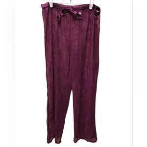 Victoria's Secret Maroon Lace Sheer Floral Pajama Pants Size Large